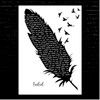Alan Walker Faded Black & White Feather & Birds Song Lyric Print