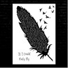 Merle Haggard If I Could Only Fly Black & White Feather & Birds Song Lyric Print