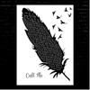 Shinedown Call Me Black & White Feather & Birds Song Lyric Print