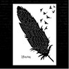 Beyoncé Heaven Black & White Feather & Birds Song Lyric Print
