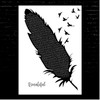 Eminem Beautiful Black & White Feather & Birds Song Lyric Print