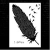 Five Finger Death Punch I Apologize Black & White Feather & Birds Song Lyric Print