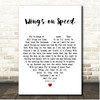 Paul Weller Wings of Speed White Heart Song Lyric Print