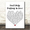 Haley Reinhart Cant Help Falling In Love White Heart Song Lyric Print