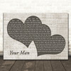 Josh Turner Your Man Black & White Two Hearts Song Lyric Print