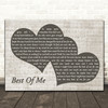 Michael Buble Best Of Me Black & White Two Hearts Song Lyric Print