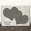 Wynonna My Strongest Weakness Black & White Two Hearts Song Lyric Print