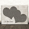 Bob Marley Is This Love Black & White Two Hearts Song Lyric Print