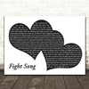 Rachel Platten Fight Song Music Script Two Hearts Song Lyric Print
