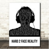 Justin Bieber Hard 2 Face Reality Black & White Man Headphones Song Lyric Print