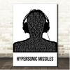 Sam Fender Hypersonic Missiles Black & White Man Headphones Song Lyric Print