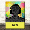 Kid Cudi Ghost! Multicolour Man Headphones Song Lyric Print