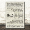 Natalie Merchant Wonder Vintage Script Song Lyric Print