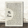 Spencer Crandall My Person Vintage Script Song Lyric Print