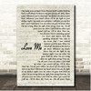 Stanaj Love Me Vintage Script Song Lyric Print