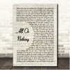 Theory Of A Deadman All Or Nothing Vintage Script Song Lyric Print