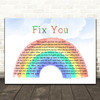 Fearless Soul Fix You Watercolour Rainbow & Clouds Song Lyric Print