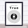Spandau Ballet True Vinyl Record Song Lyric Music Wall Art Print