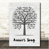 John Denver Annie's Song Music Script Tree Song Lyric Print