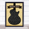 Lionel Richie & Mariah Carey Endless Love Black Guitar Song Lyric Music Wall Art Print
