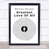 Whitney Houston Greatest Love Of All Vinyl Record Song Lyric Music Wall Art Print