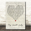 John Denver My Sweet Lady Script Heart Song Lyric Print