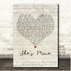 Kip Moore She's Mine Script Heart Song Lyric Print