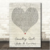 Luke Bryan Country Girl (Shake It For Me) Script Heart Song Lyric Print