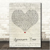 Ruth B Sycamore Tree Script Heart Song Lyric Print