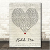 Teddy Pendergrass Hold Me Script Heart Song Lyric Print