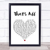 Michael Buble That's All White Heart Song Lyric Music Wall Art Print