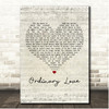 U2 Ordinary Love Script Heart Song Lyric Print
