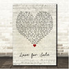 Bon Jovi Love for Sale Script Heart Song Lyric Print