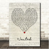 Boyce Avenue Wanted Script Heart Song Lyric Print