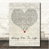 Evanescence Bring Me To Life Script Heart Song Lyric Print