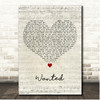 Hunter Hayes Wanted Script Heart Song Lyric Print