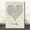 James Arthur Emily Script Heart Song Lyric Print