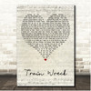 James Arthur Train Wreck Script Heart Song Lyric Print