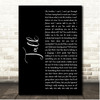 Coldplay Talk Black Script Song Lyric Print