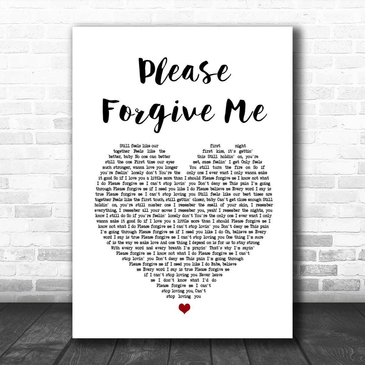 Bryan Adams Please Forgive Me Heart Song Lyric Music Wall Art Print Song Lyric Designs
