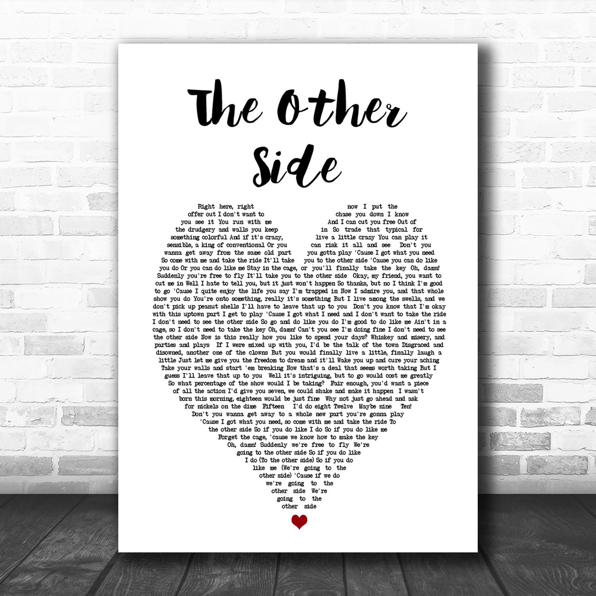 The Other Side The Greatest Showman Heart Song Lyric Music Wall Art Print Song Lyric Designs