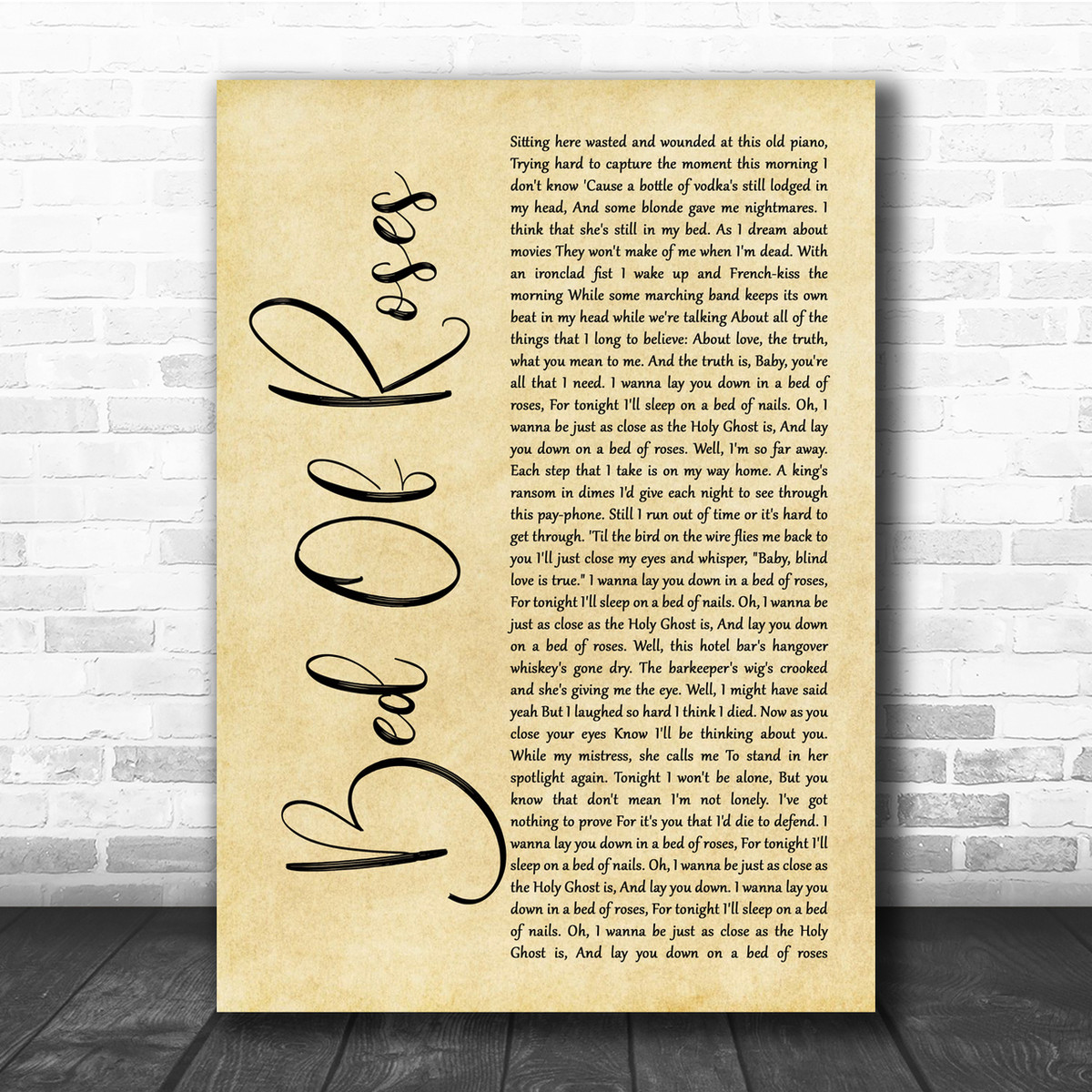 Lyrics Poster No Frame Bon Jovi Bed Of Roses Song Print Lyrics Art Sfhs Org