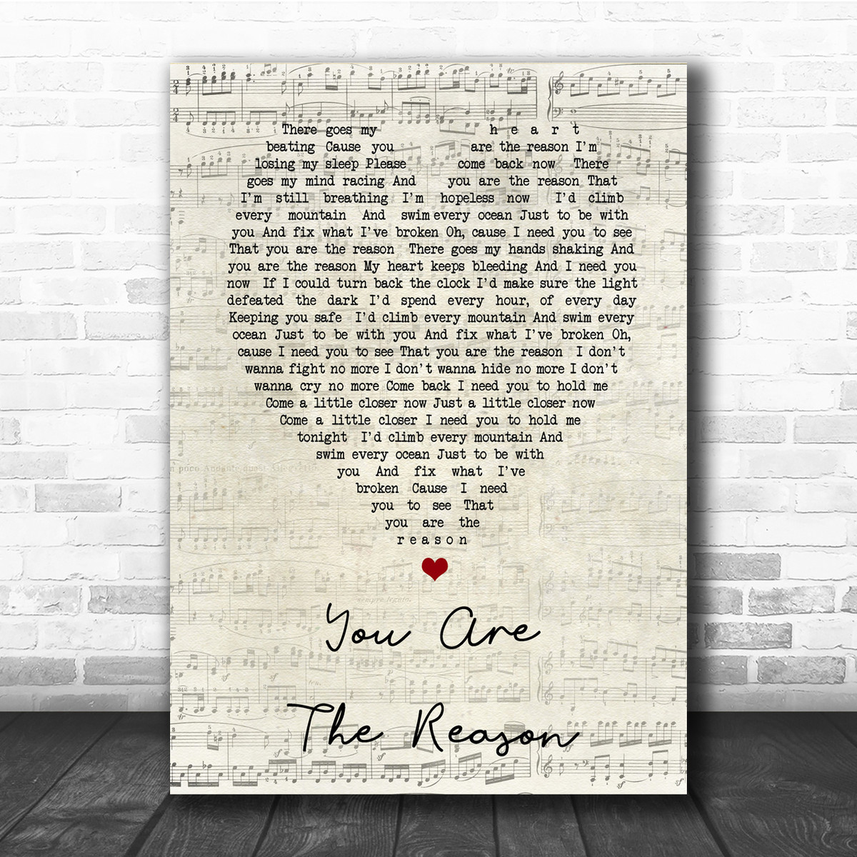 Calum Scott You Are The Reason Script Heart Song Lyric Quote Print Song Lyric Designs