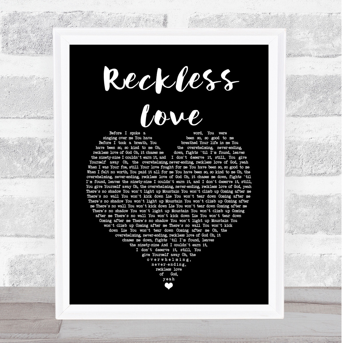 Cory Asbury Reckless Love Black Heart Song Lyric Quote Print Song Lyric Designs