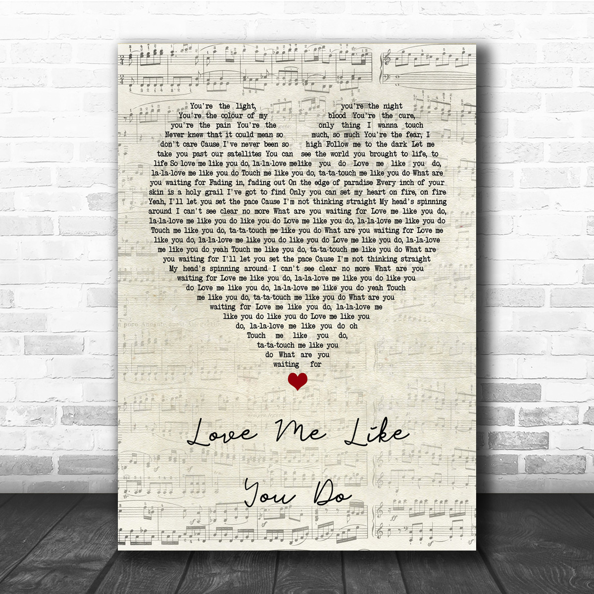 Ellie Goulding Love Me Like You Do Script Heart Quote Song Lyric Print