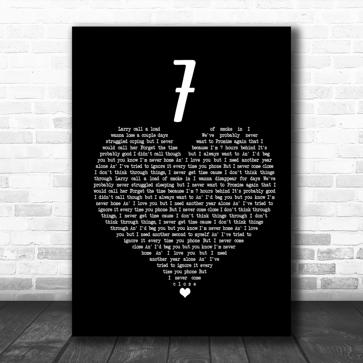 Catfish And The Bottlemen 7 Black Heart Song Lyric Poster Print Song Lyric Designs
