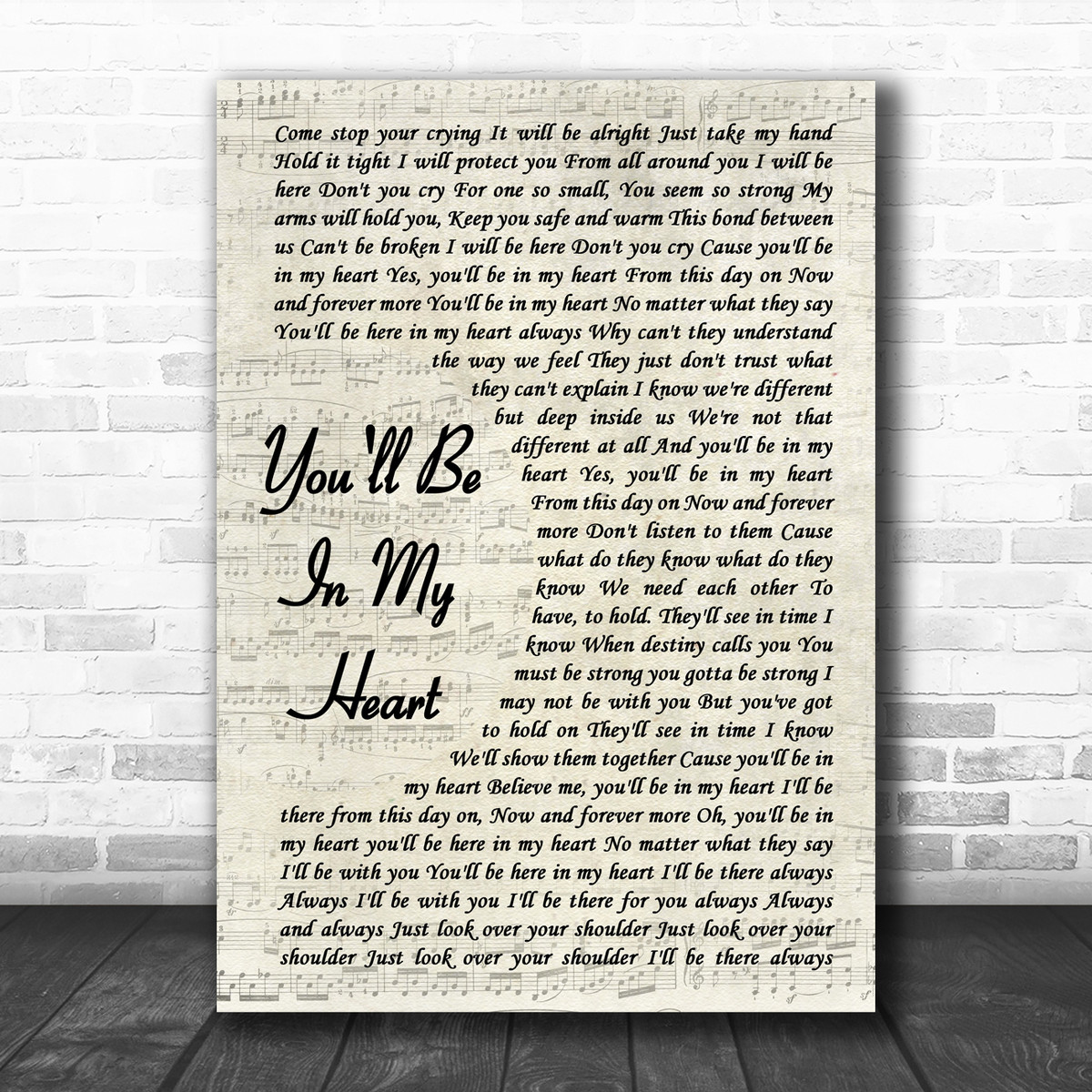 Phil Collins You Ll Be In My Heart Vintage Script Song Lyric Poster Print Song Lyric Designs Phil Collins You Ll Be In My Heart Vintage Script Song Lyric Poster Print Song Lyric Designs