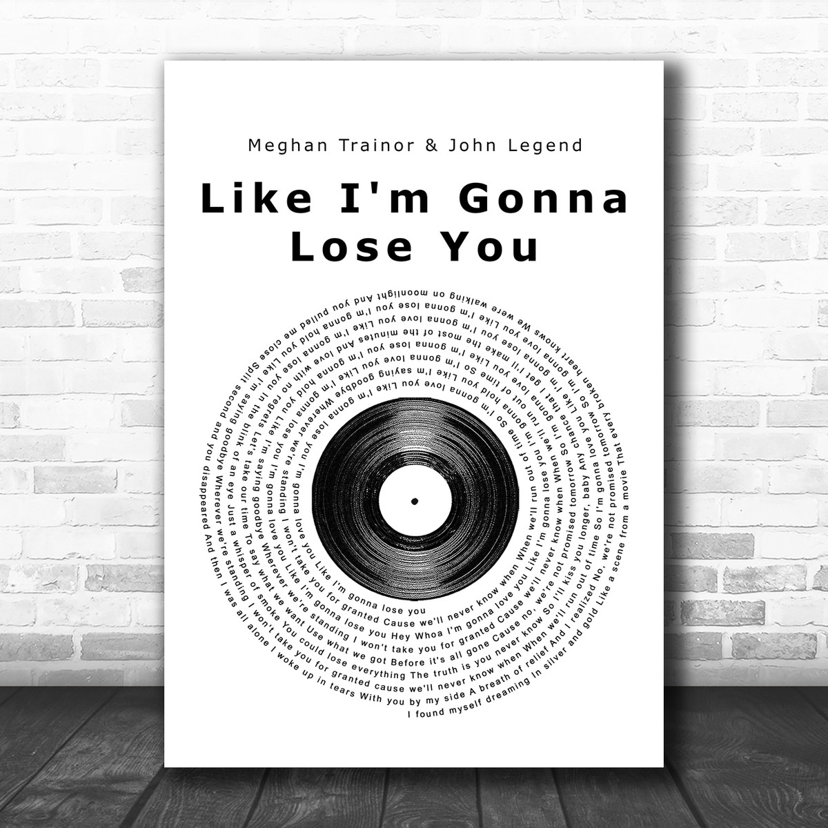 Meghan Trainor John Legend Like Im Gonna Lose You Vinyl Record Song Lyric Poster Print