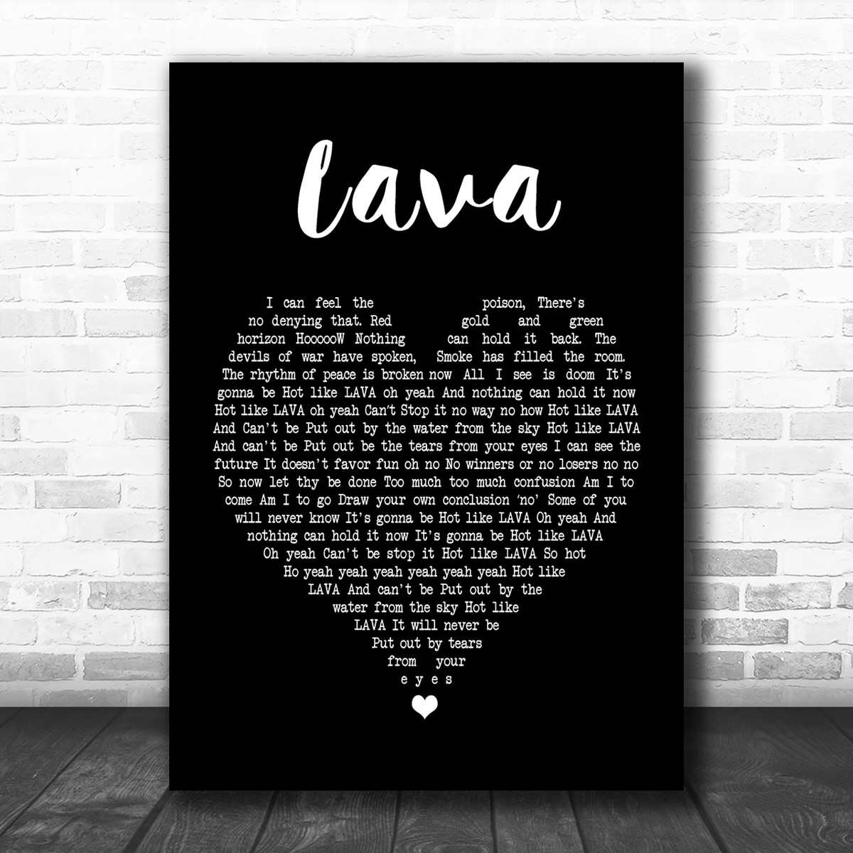 Laid Blak Lava Black Heart Song Lyric Music Wall Art Print Song Lyric Designs