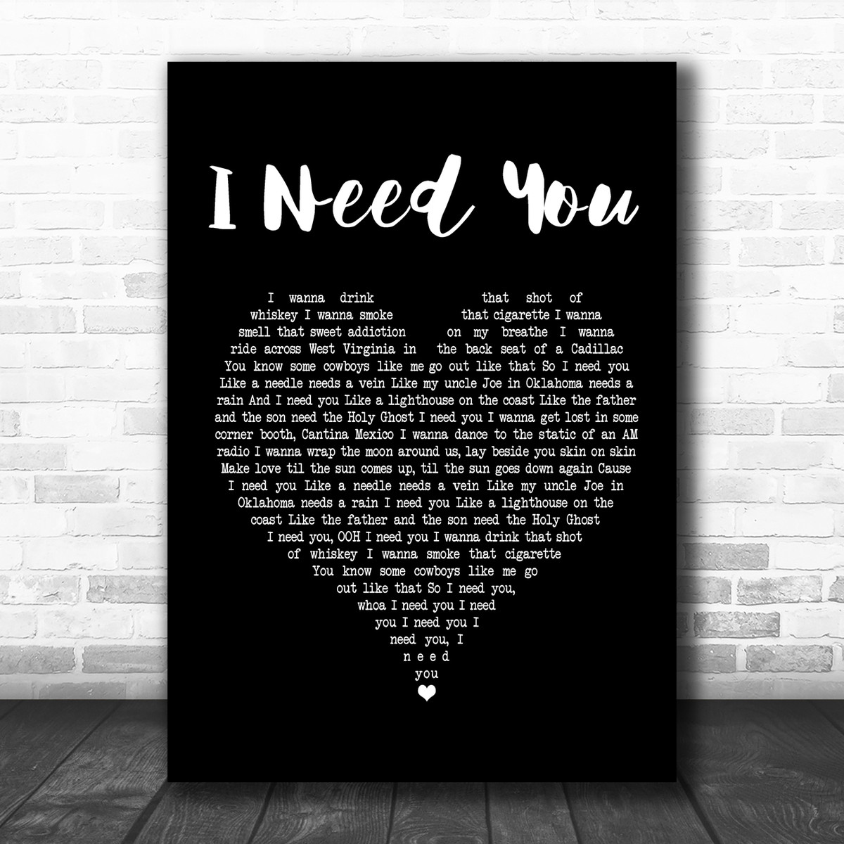 Faith Hill And Tim Mcgraw I Need You Black Heart Song Lyric Music Poster Print Song Lyric Designs